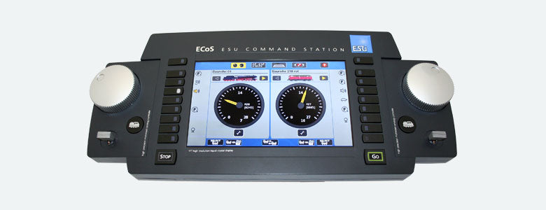 ECoS 2.1 system, 6A, 7” TFT , MM/DCC/SX/M4, power supply 15-21V German &
English manual