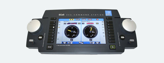 ECoS 2.1 system, 6A, 7” TFT , MM/DCC/SX/M4, power supply 15-21V German &
English manual